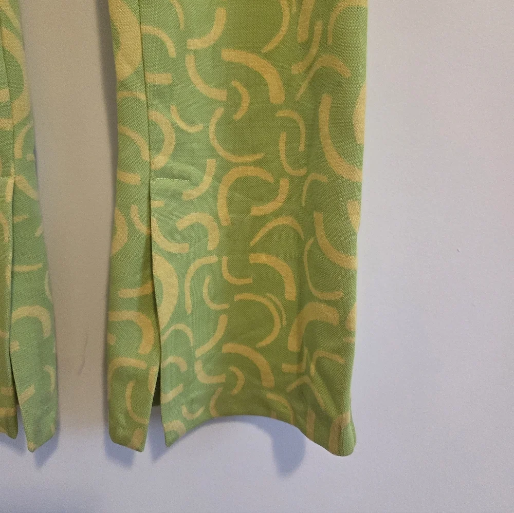 Zara Lime Green & Yellow Retro 70's Style Flared Jacquared Knit Pants NEW - Picture 4 of 9